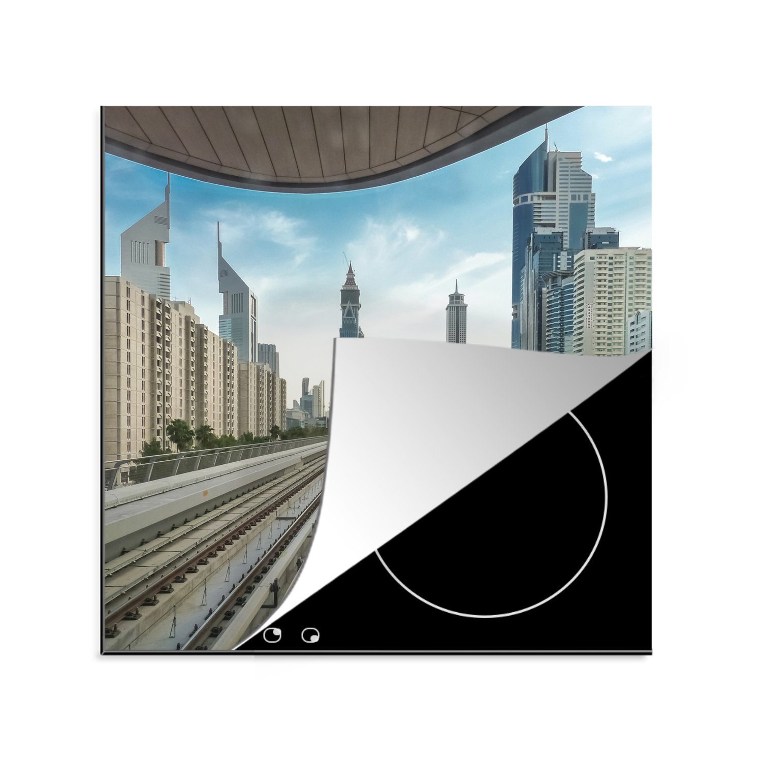 MuchoWow Herdblende-/Abdeckplatte Dubai küche tlg), Zug, Vinyl, Arbeitsplatte (1 78x78 für Ceranfeldabdeckung, cm, - Schienen 