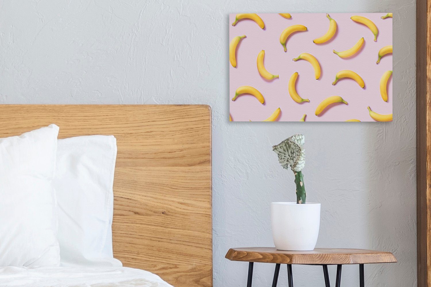Leinwandbilder, - Aufhängefertig, OneMillionCanvasses® Banane Pastell, Wanddeko, Leinwandbild (1 Wandbild - 30x20 cm Rosa St),