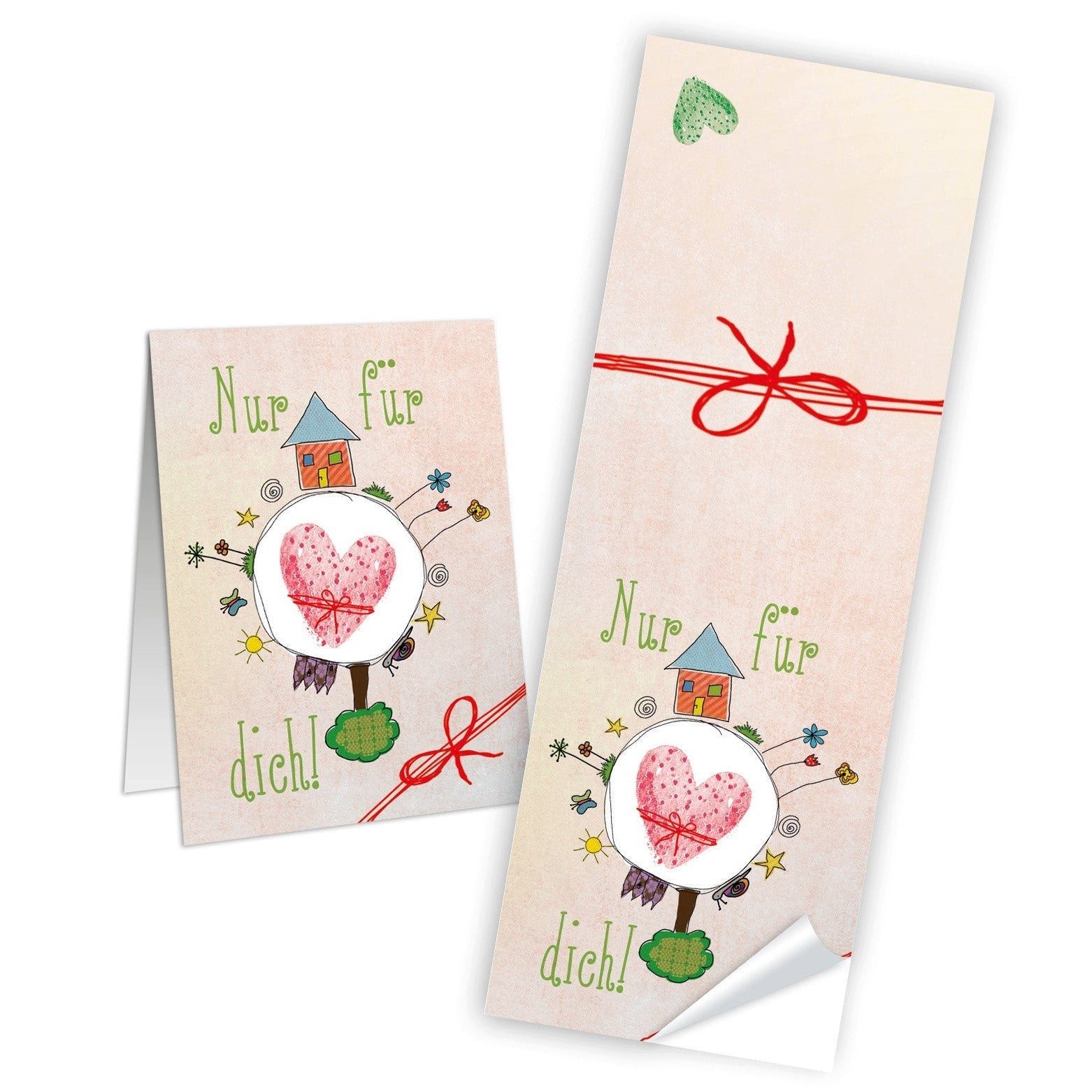 Logbuch-Verlag Aufkleber Nur für dich Aufkleber eckig - 5 x 14,8 cm - beige rosa Herz Verzieren