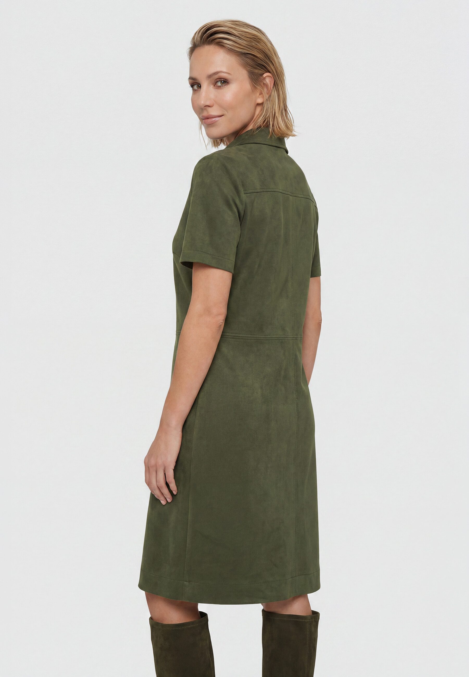 Olsen Midikleid mit Hemdblusenkragen