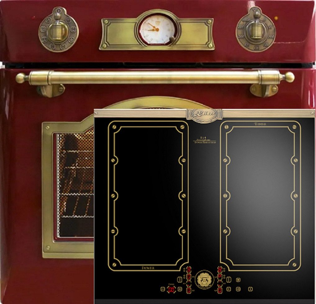 Kaiser Küchengeräte Backofen-Set Herd Set Autark Elektro Einbaubackofen, 60 cm,Teleskop-System, 67L, 8 Funktionen mit Induktionskochfeld 60 cm FREE ZONE mit 2 FLEX Induktions-Zonen EH 6355 RotEm+KCT 6192 FI Em.., mit 1-fach-Teleskopauszug