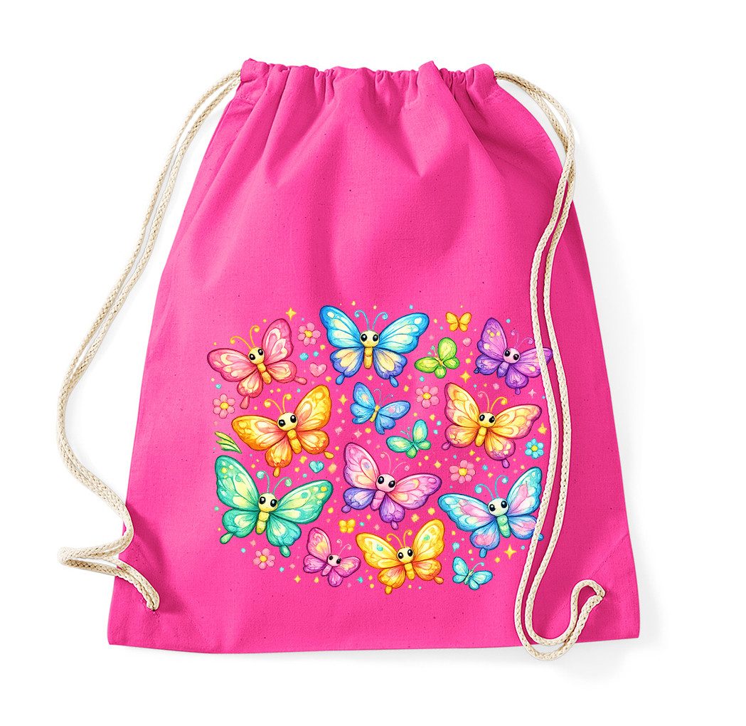 Blondie & Brownie Turnbeutel Bunter Schmetterling PrintTurnbeutel Baumwolle Sportbeutel (Einzelstück, Einzelartikel), Schmetterling Turnbeutel Baumwolle