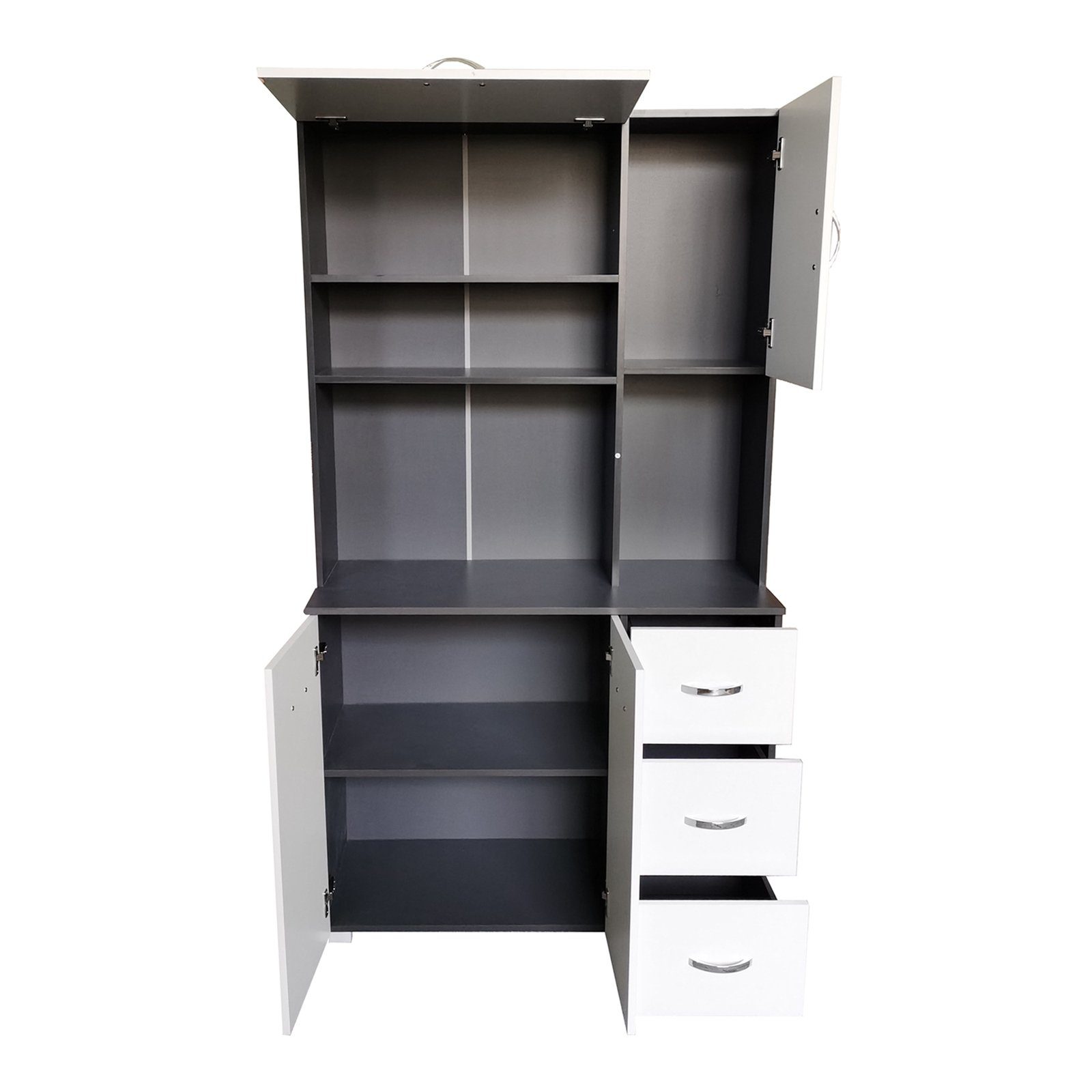 Weiß Grau Hochschrank (1-St) HTI-Line Blanca Küchenbuffet Küchenschrank