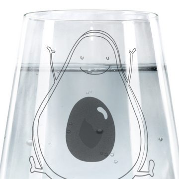 Mr. & Mrs. Panda Glas Avocado Glücklich - Transparent - Geschenk, Chaos, Trinkglas mit Grav, Premium Glas, Exklusive Gravur