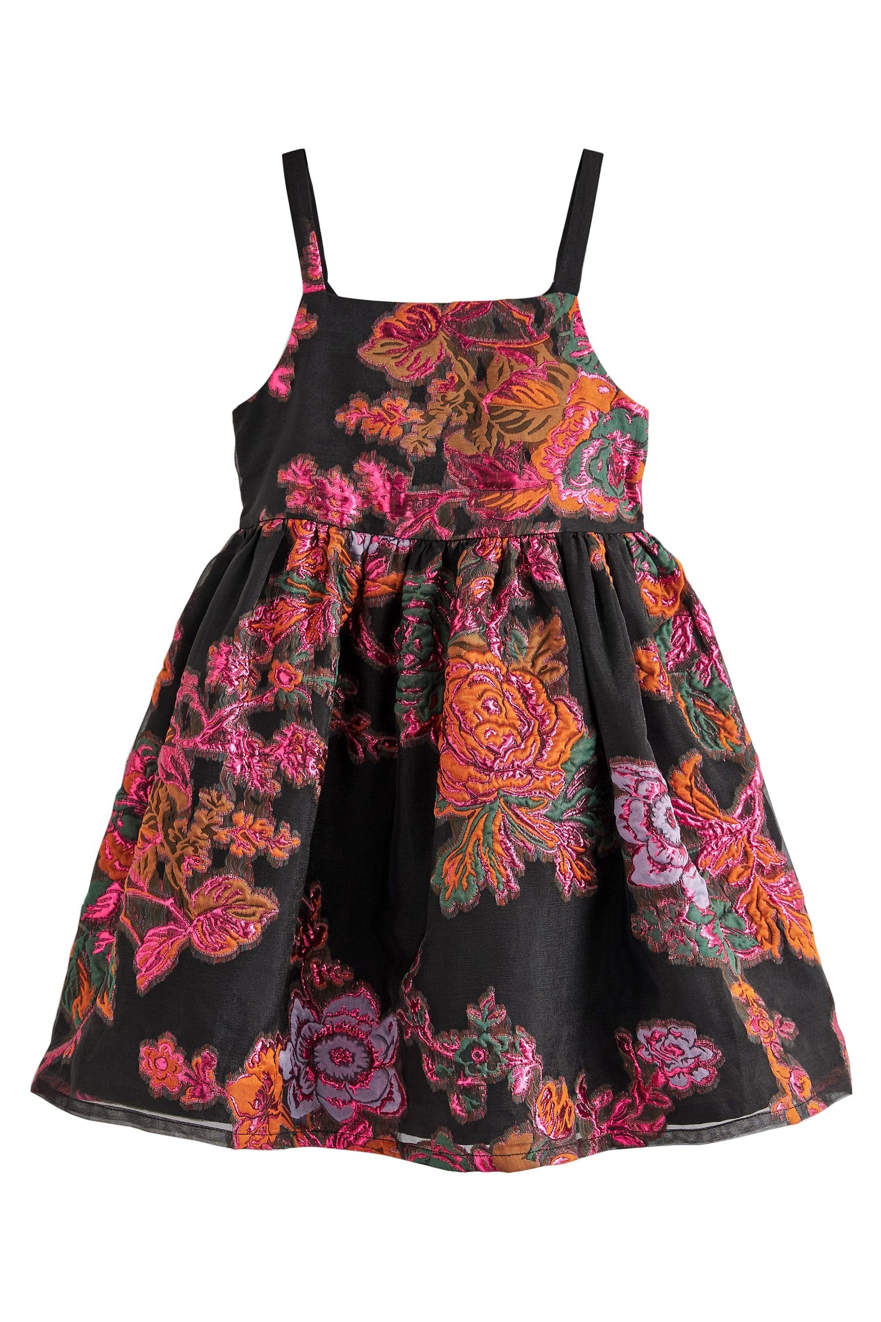 Jacquard Floral aus Black/Pink Next (1-tlg) Partykleid Partykleid