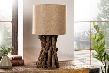 riess-ambiente Tischleuchte HARMONY NATURE 50cm beige / natur, ohne Leuchtmittel, Wohnzimmer · Leinen · Massivholz · mit Lampenschirm · Teakholz