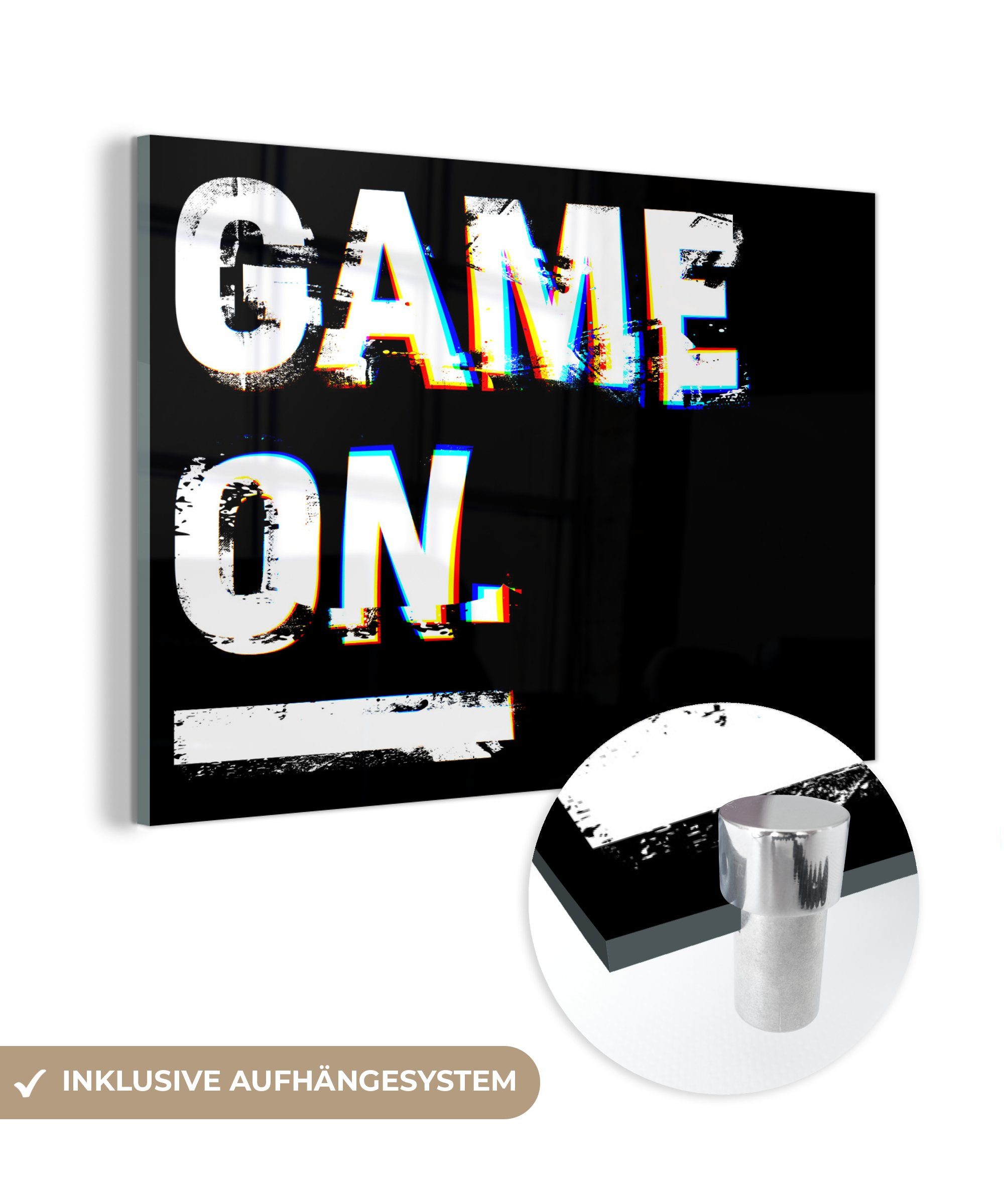 MuchoWow Acrylglasbild Spiel - Zitate - Gamer, (1 St), Glasbilder - Bilder auf Glas Wandbild - Foto auf Glas - Wanddekoration