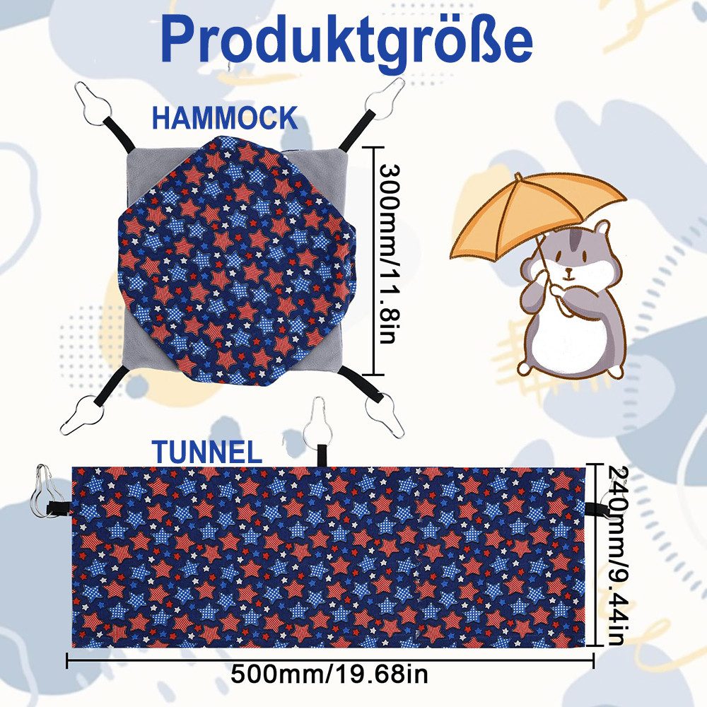 Ledander Tierbett Kleintierhängematte, Hamster Hängematte Hängematte, Tunnel Warmbett Hauskäfig Nestkäfig Hängetunnel und Hängematte