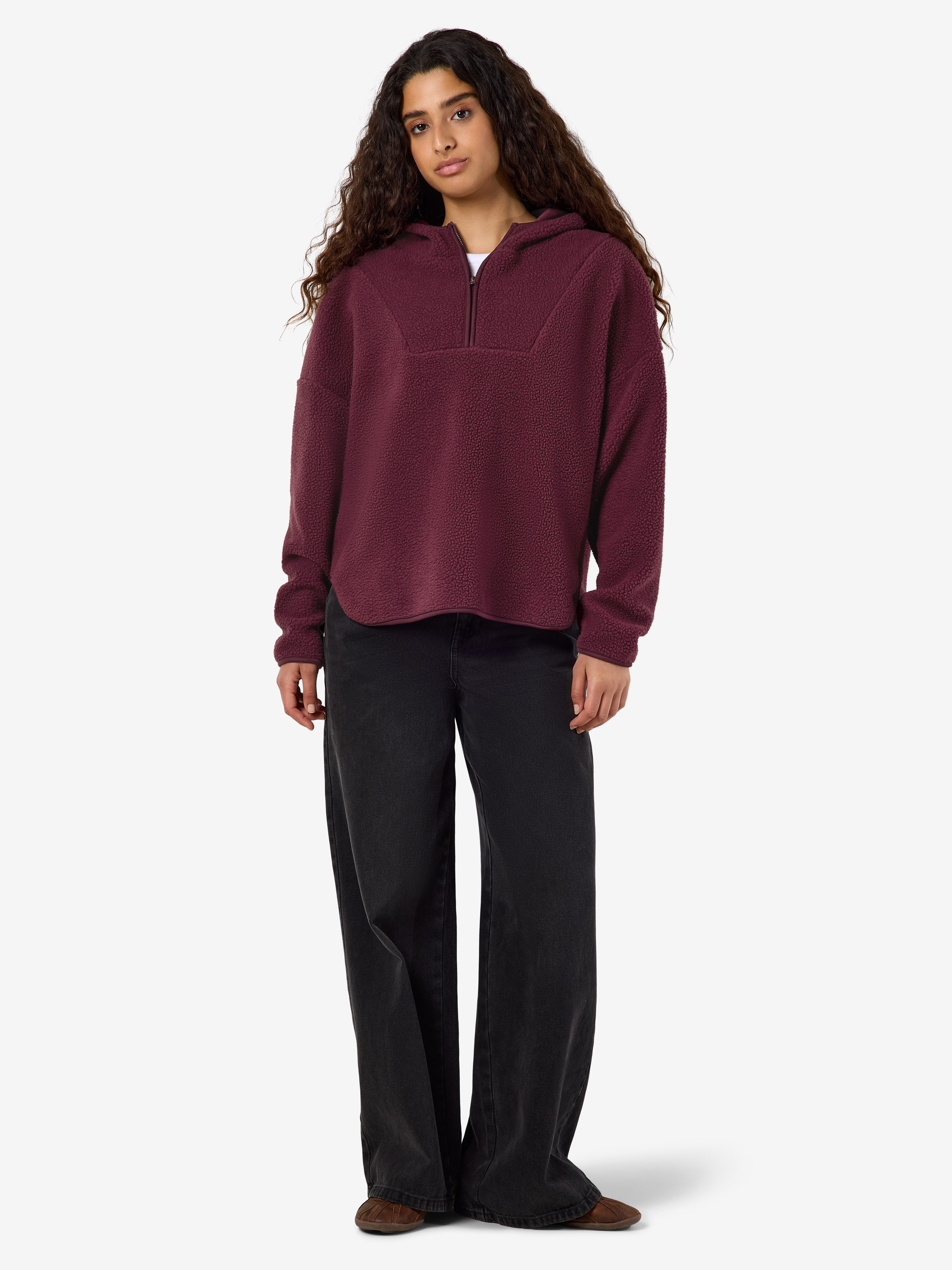 Noisy may Fleecepullover NMCOZY L/S HALFWAY ZIP SWEATER JRS NOOS Polyester, relaxed fit – Bild 3 von 5