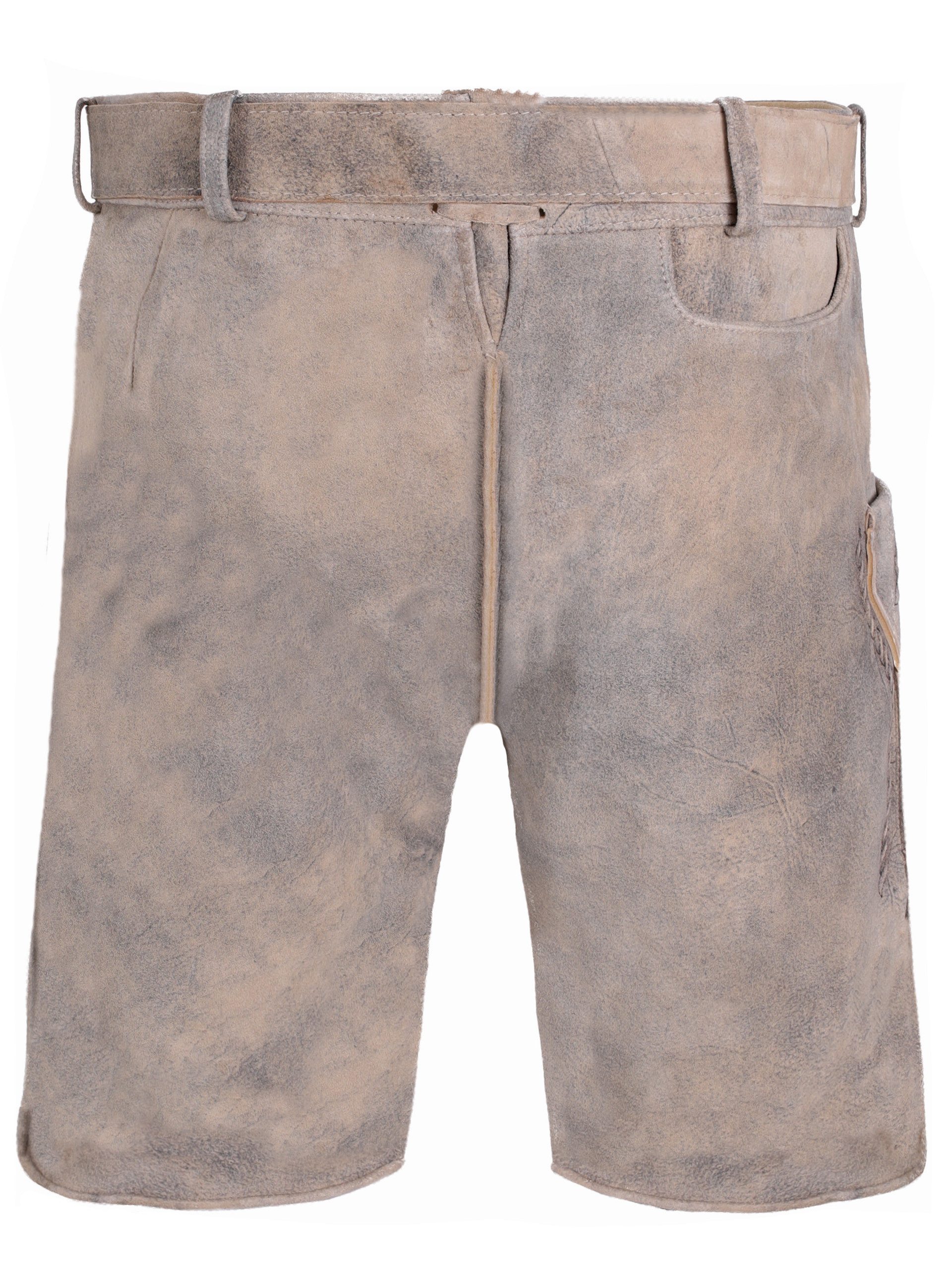 FUCHS Trachtenlederhose Trachtenlederhose kurz Günther sand (2-tlg) inkl. Gürtel
