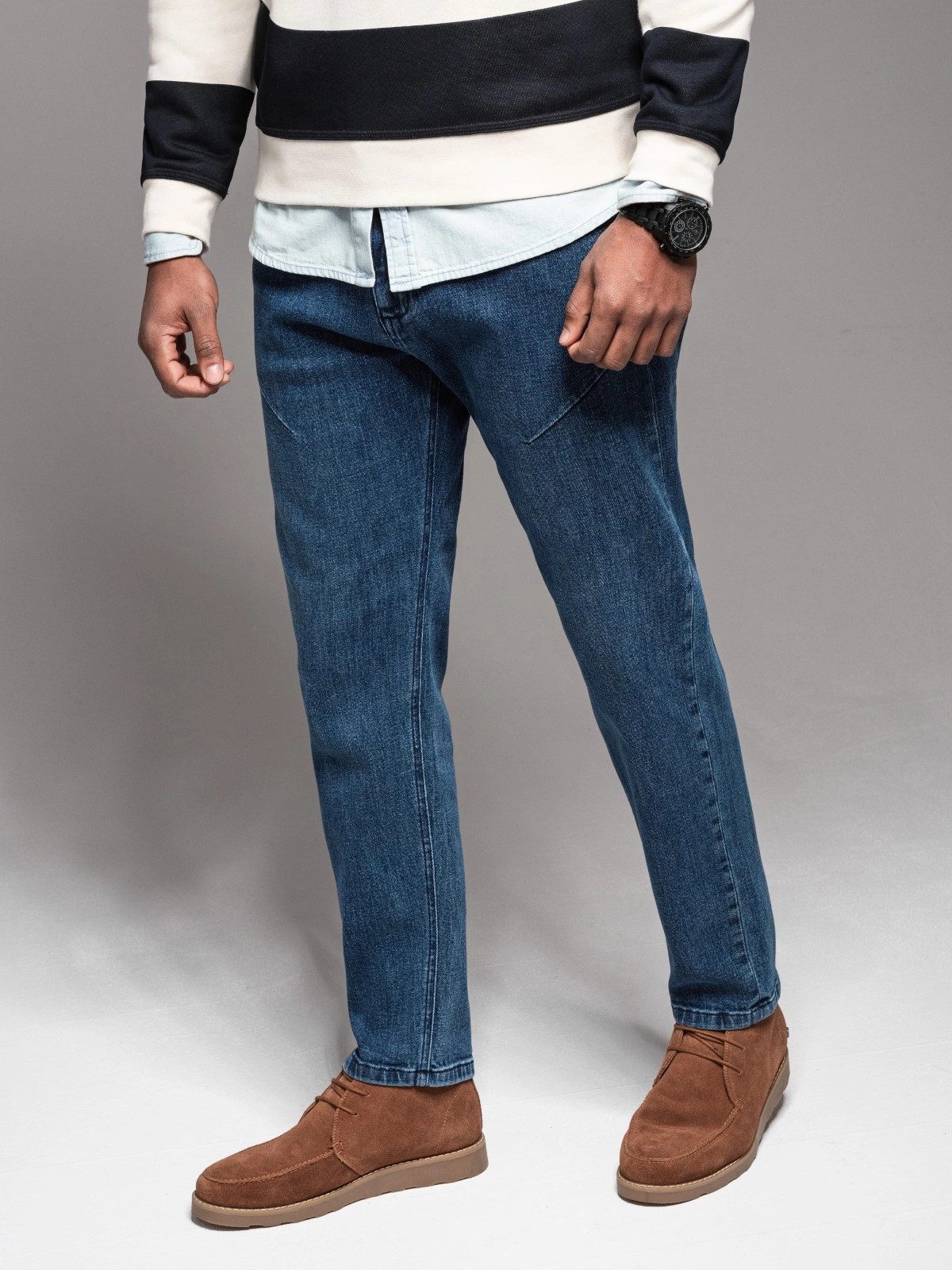 OMBRE Bequeme Jeans Denim-Hose CARROT FIT für Herren mit dekorativen Abnähern