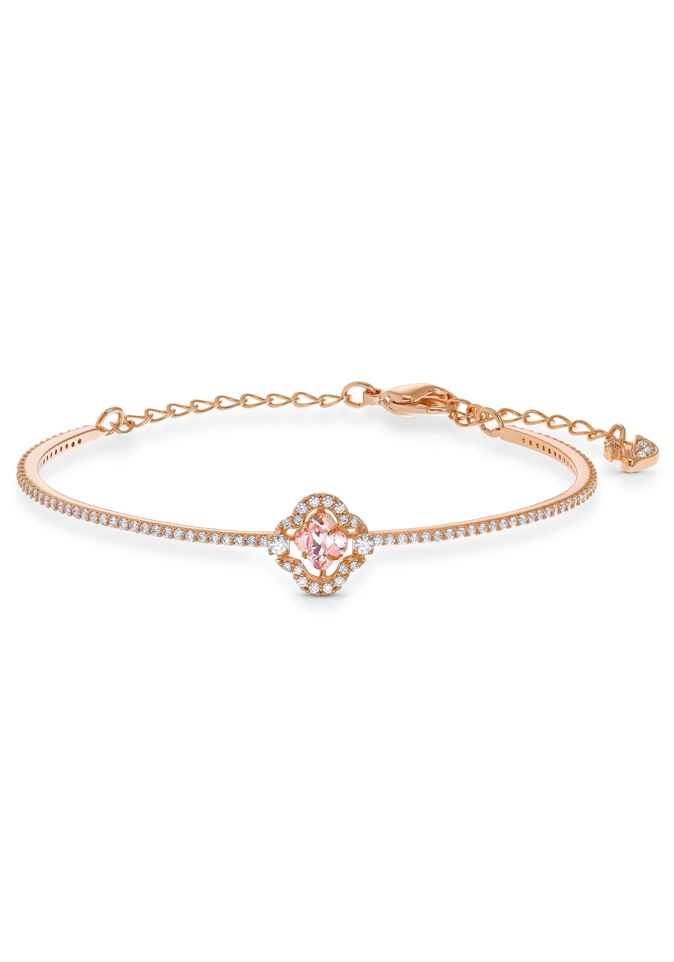 Swarovski Armreif Glücksklee, Sparkling Dance, rosa, Rosé vergoldet, 5516476, mit Swarovski® Kristall