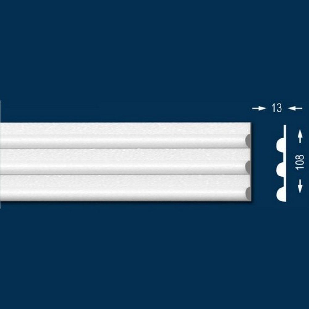 PROVISTON Zierleiste Polystyrol, 13 x 108 x 2000 mm, Weiß, Wandleiste