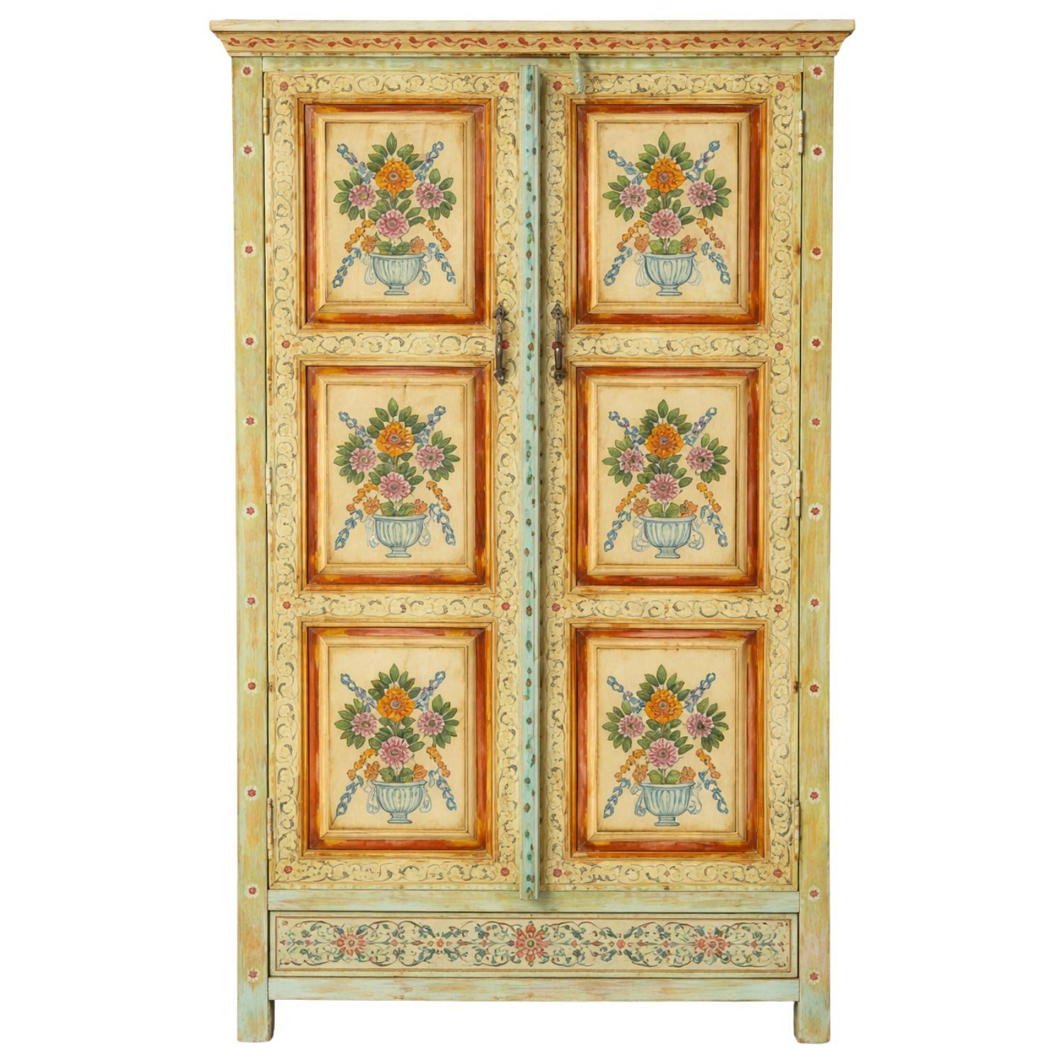 Marrakesch Orient & Mediterran Interior Highboard Handgefertigtes Highboard Ritika Massivholz Boho Vintage (1 St), Handarbeit