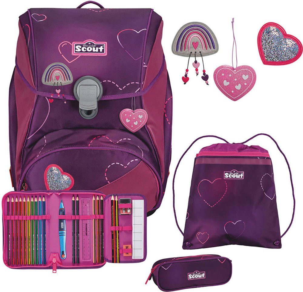 Scout Ранцы Alpha Superflash, Lovely (Set, 4-tlg), mit retrorefl. Flächen & 2 Funny Snaps; enthält recyceltes Material