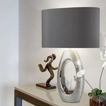 etc-shop LED Tischleuchte, Leuchtmittel inklusive, Warmweiß, Farbwechsel, Textil Tisch Leuchte Wohn Zimmer Chrom Lampe dimmbar