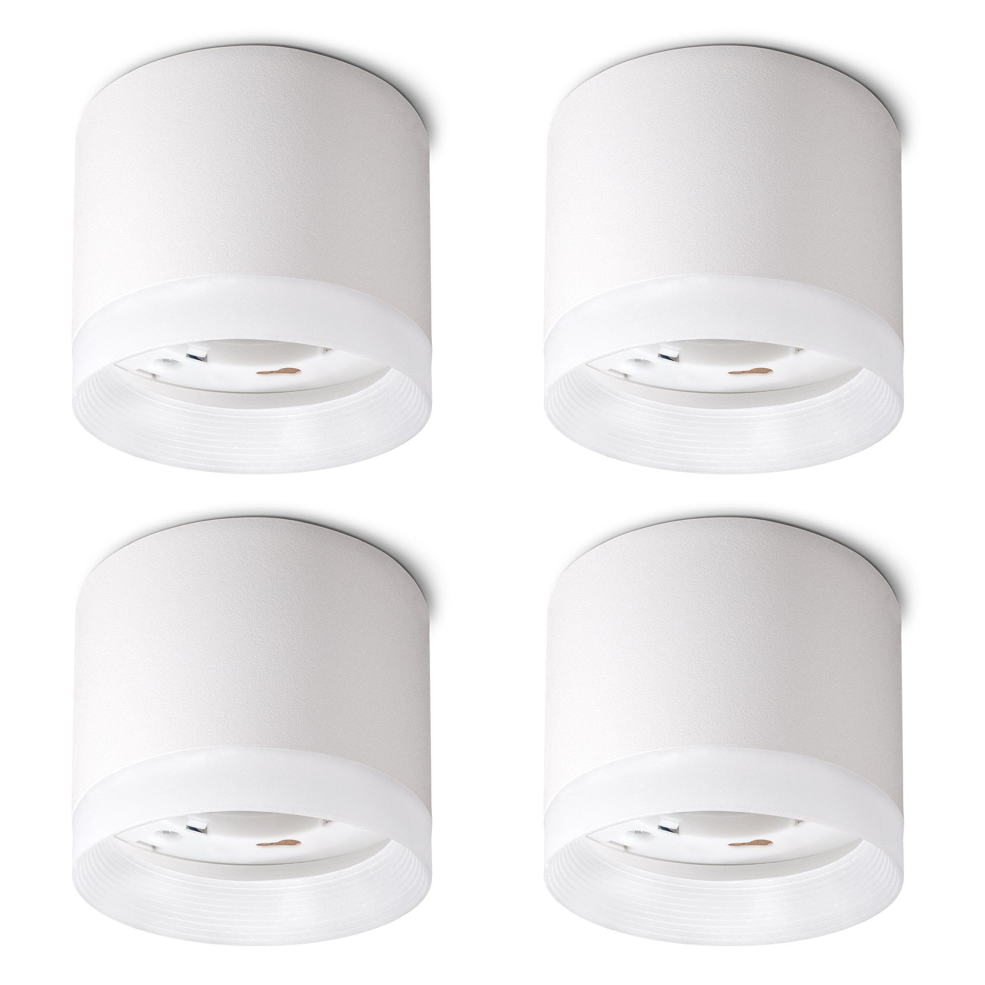 SSC-LUXon Aufbauleuchte Aufputz Deckenleuchte VORA matt weiß 4er Pack für 4x GX53
