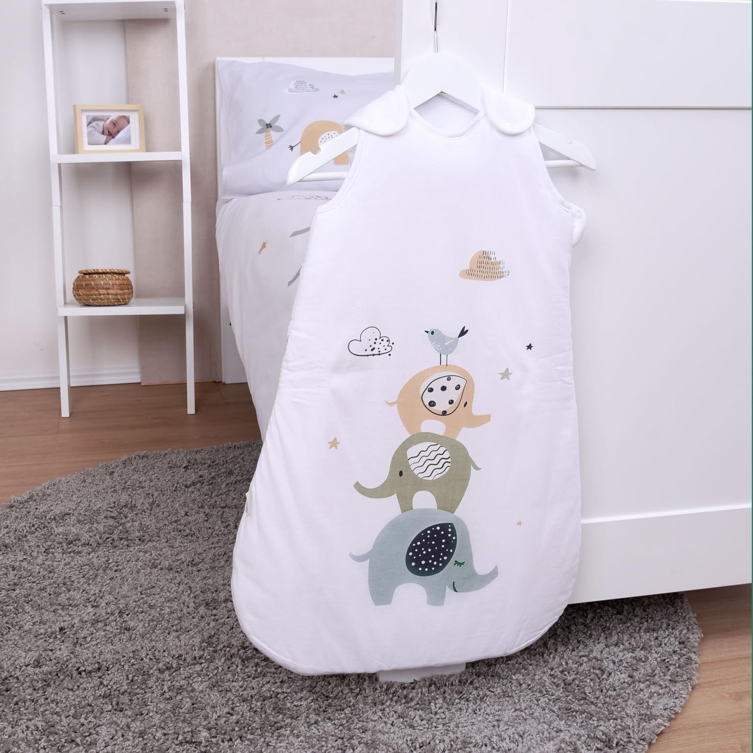 Herding Babyschlafsack Herding babybest® Ganzjahres-Schlafsack für Babys Elephants Baumwolle (1 tlg., 1 Baby-Schlafsack 60 x 45 cm), Langlebig