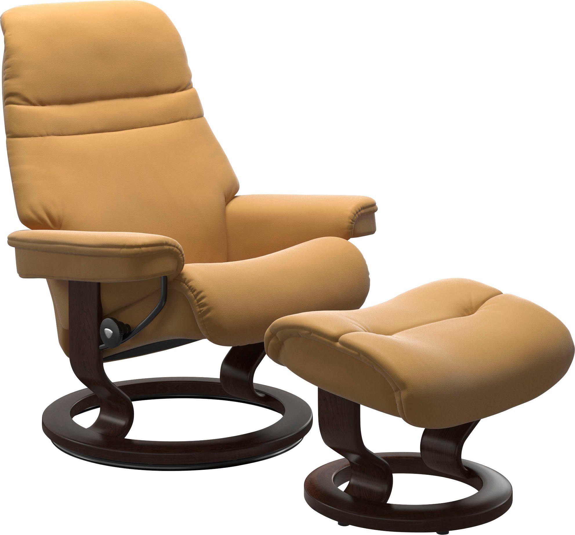 Relaxsessel Sunrise Braun Gestell Base, mit Stressless® mit L, (Set, Relaxsessel Classic Größe Hocker),