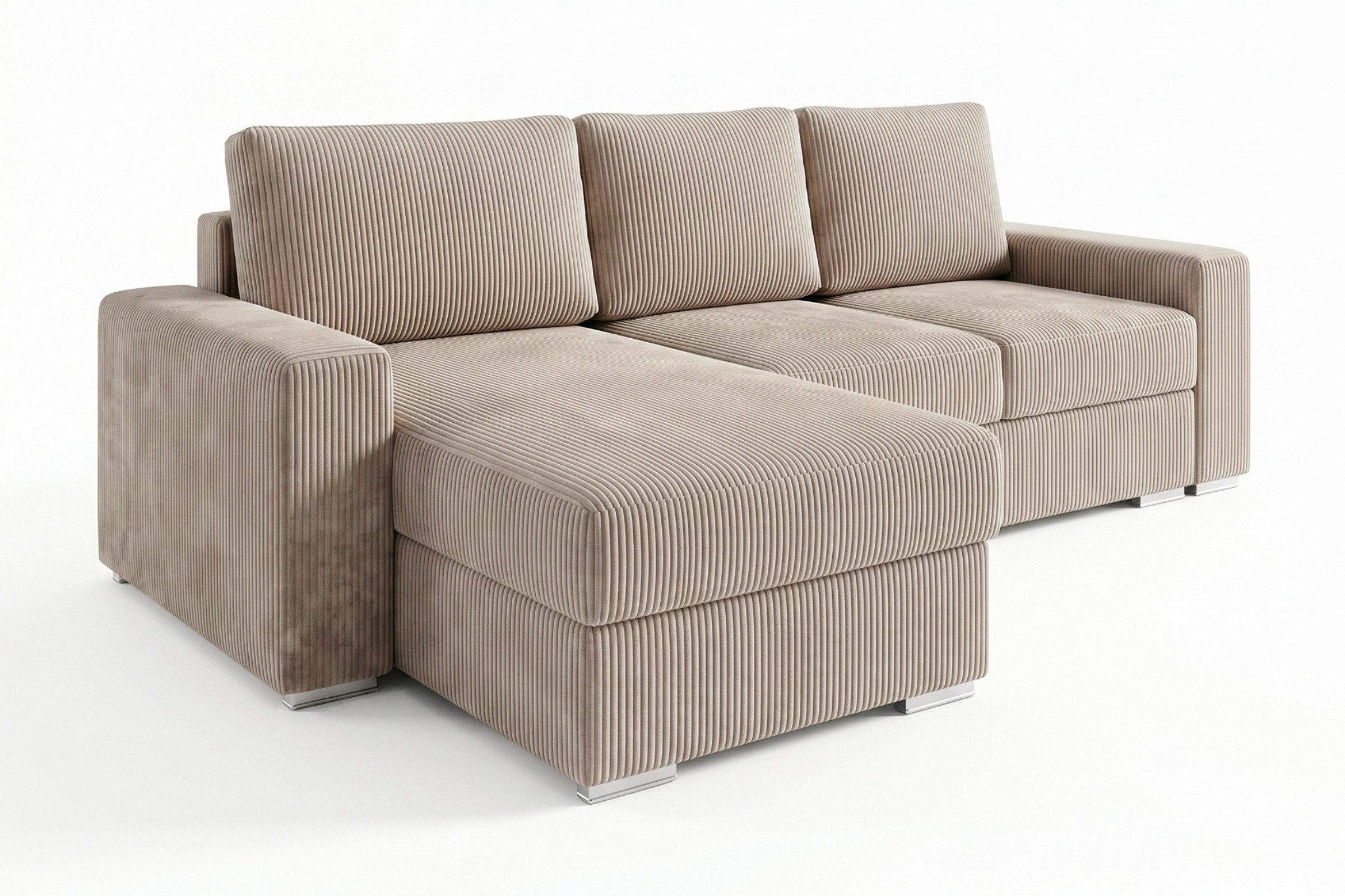 Ecksofa CORD - MINI 240 cm breit in Cord-Stoff / Webstoff Kuschelsofa