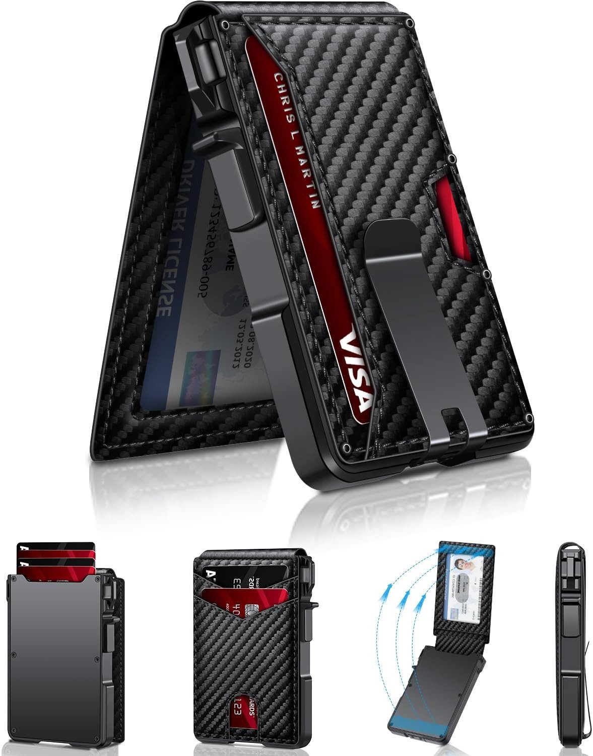 ibettertec Geldbörse Slim Wallet, Portemonnaie klein, Carbon Geldbörse, Gel günstig online kaufen