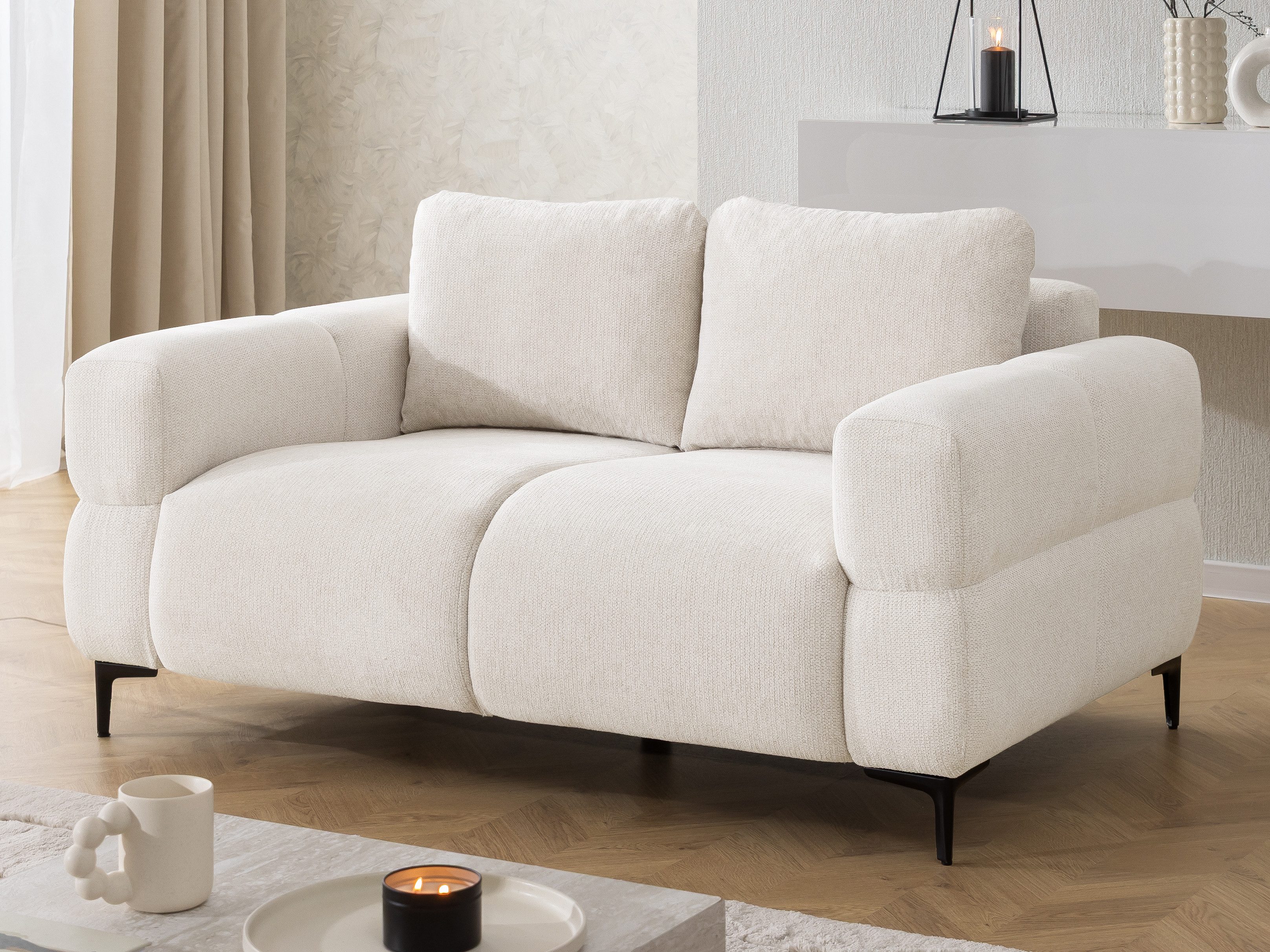 S-Style Möbel 2-Sitzer Sofa Cardea in Bubble-Optik aus weichem Strukturstoff, mit Wellenfederung und hohem Sitzkomfort