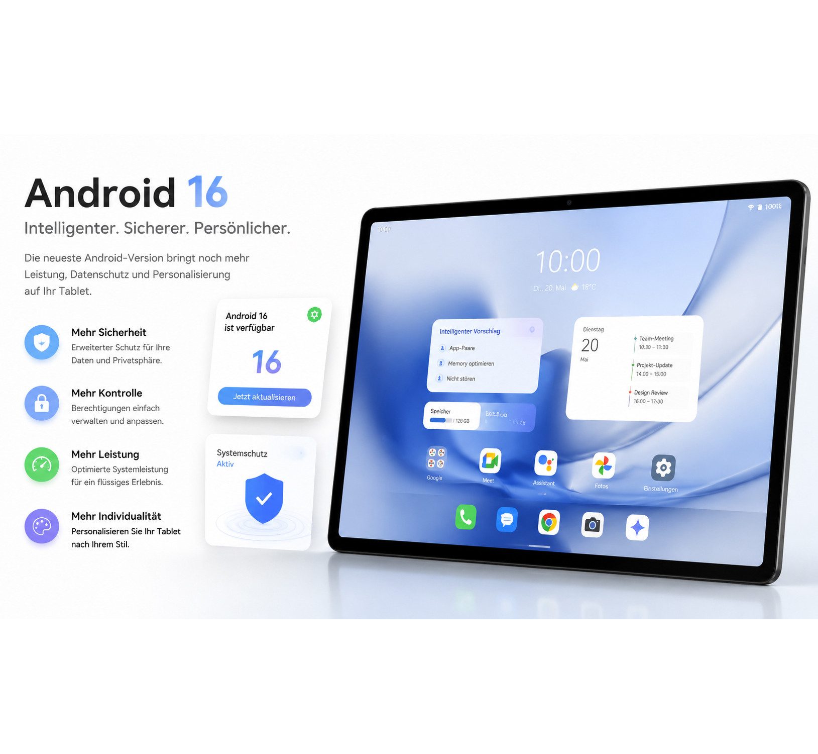 TABWEE T7 11 Zoll Android 16, 256GB, 90Hz, Tastatur-Set Tablet (Android 16, 8000mAh, octa-core, 32(8+24)GB, Gemini KI, 3,5-mm-Kopfhörer)