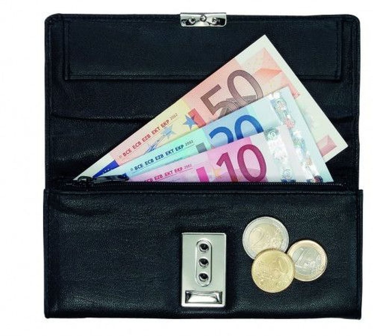 Gürteltasche Kellnerbörse 17,5x10cm Leder mit Metallkette schwarz