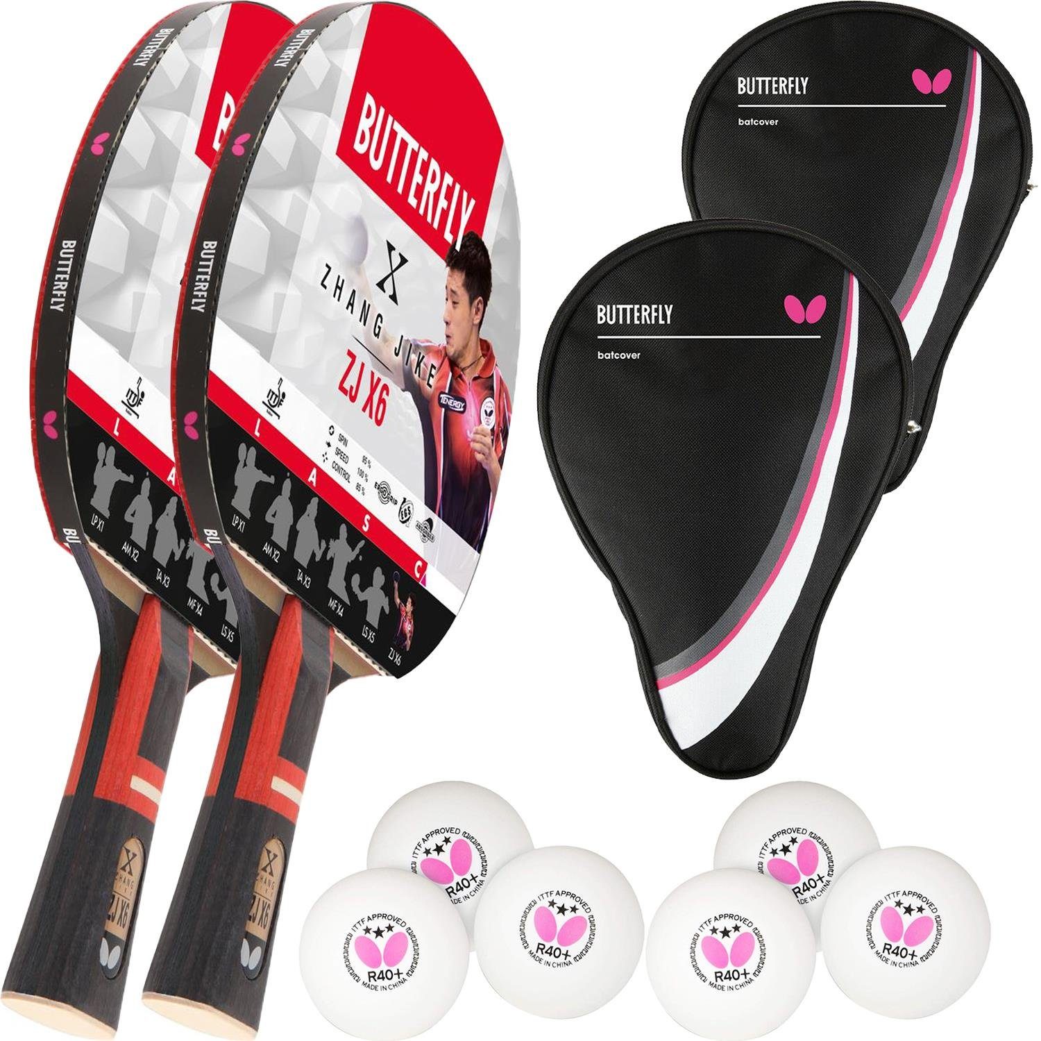 Butterfly Tischtennisschläger 2x Zhang Jike + 2x DC1 + Bälle, Tischtennis Schläger Set Tischtennisset Table Tennis Bat Racket