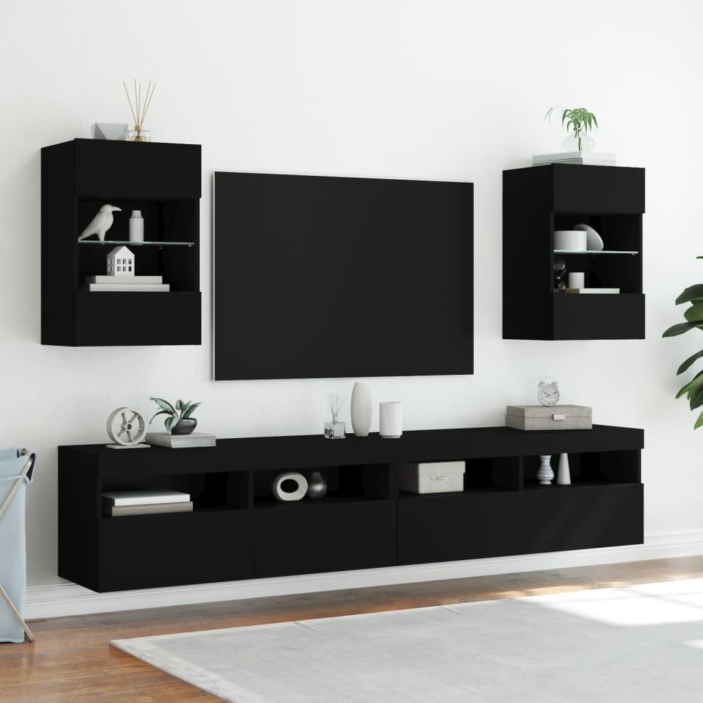 vidaXL TV-Wand TV-Wandschränke mit LED-Leuchten 2 günstig online kaufen