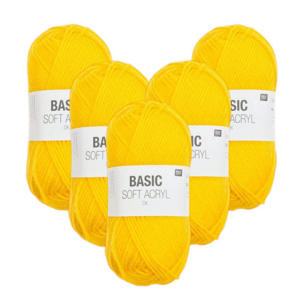 Rico Design 5 x RICO BASIC SOFT ACRYL DK Häkelwolle, 310 m
