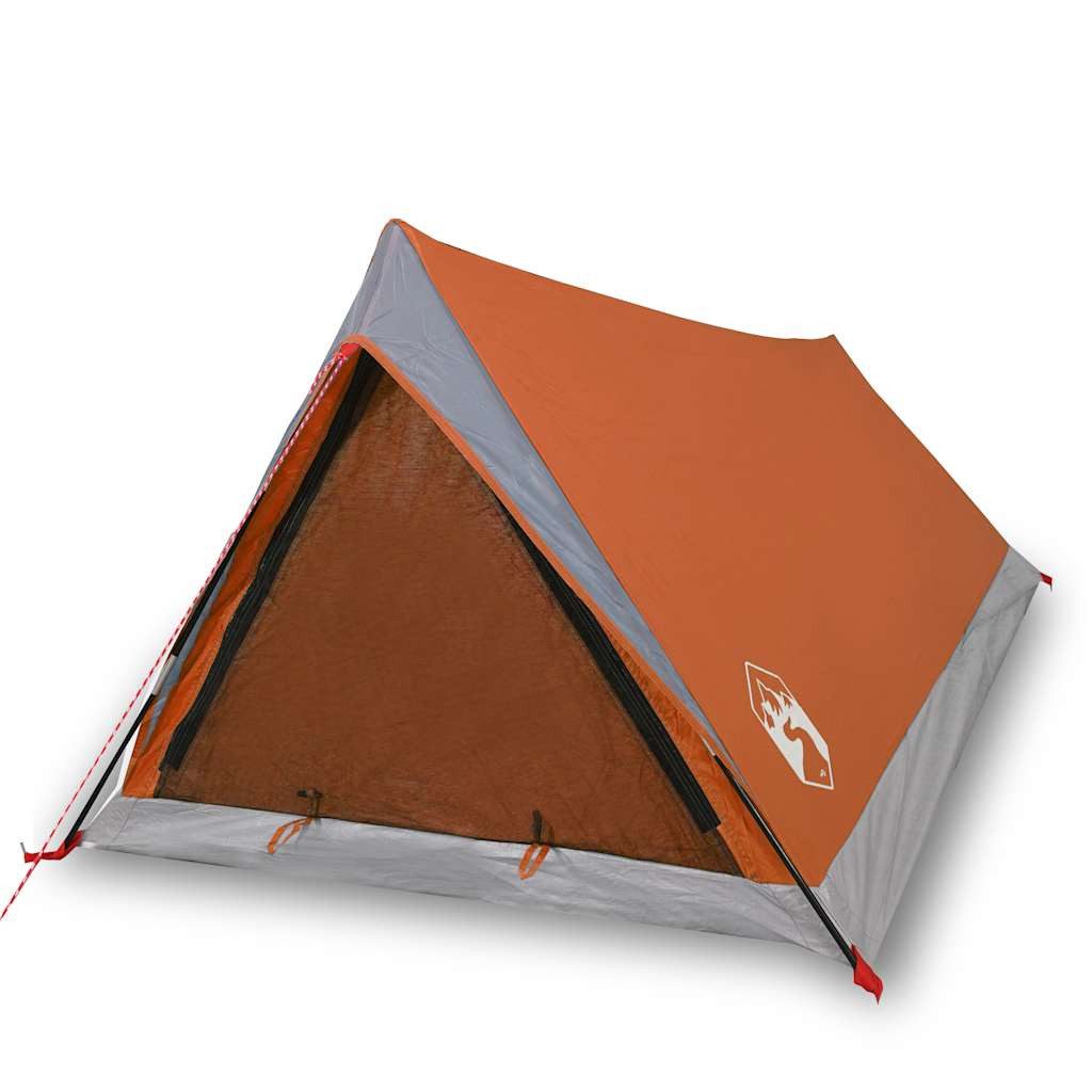 furnicato Faltzelt Campingzelt A-Rahmen 200x120x88/62 cm Grau-Orange, (1 tlg), Wetterfestes Schlafzelt mit E-Anschluss und integrierten Netzwänden