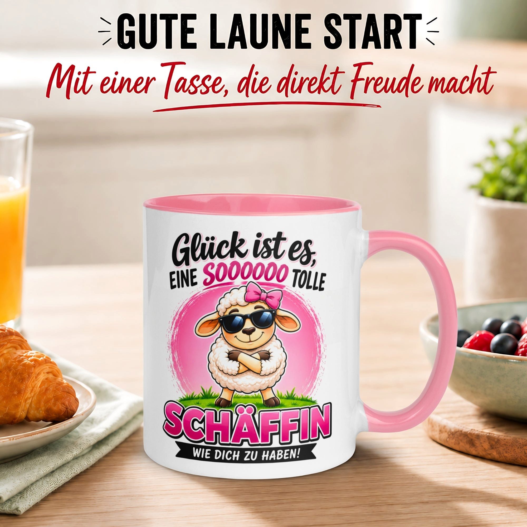 Momentals Tasse Beste Chefin Geschenk – „Glück ist es eine Schäffin wie dich zu haben“, Gratis Versand · Links-&Rechtshänder · Spülmaschinenfest – Bild 3 von 5