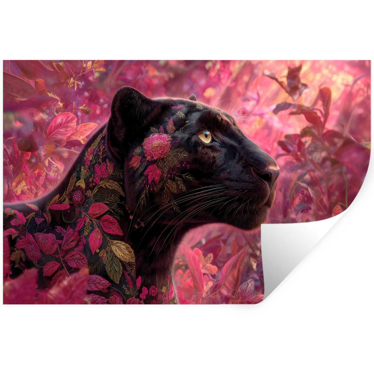 MuchoWow Wandsticker Leopard - Blumen - günstig online kaufen