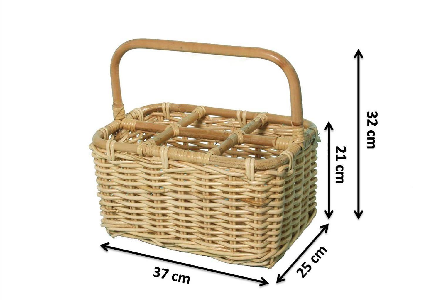 Kobolo Flaschenkorb Flaschenträger für 6 Flaschen aus Rattan