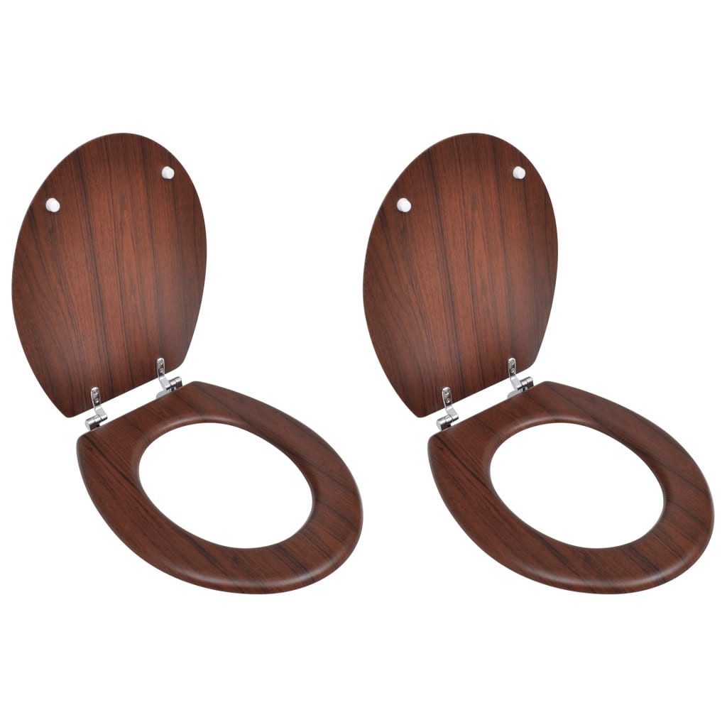WC-Sitz Toilettensitze mit Deckel 2 Stk. MDF Braun