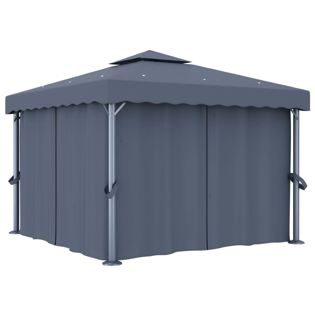 vidaXL Partyzelt Pavillon mit Vorhang 3x3 m Anthrazit Aluminium