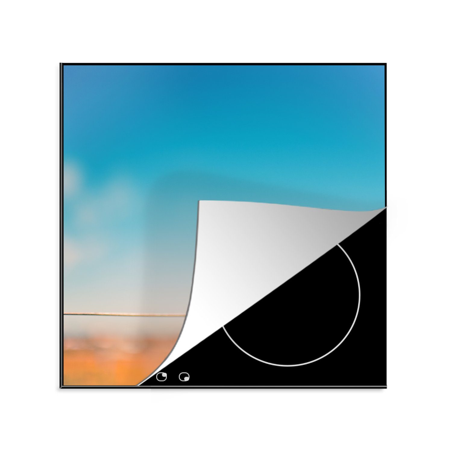 eines Arbeitsplatte MuchoWow Hintergrund, tlg), Emus cm, mit Vinyl, Ceranfeldabdeckung, für Herdblende-/Abdeckplatte 78x78 küche hellblauem Porträt (1