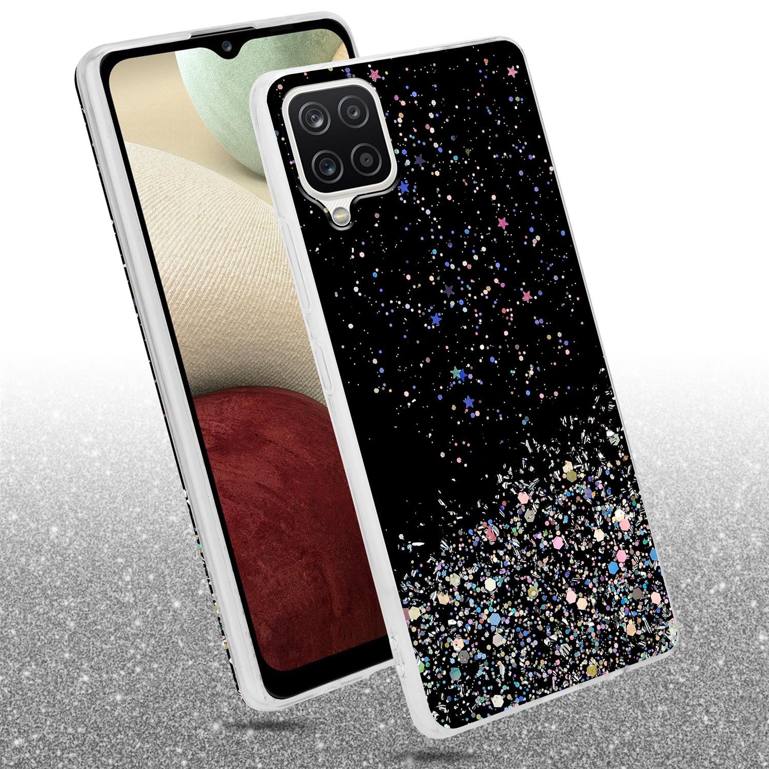 Cadorabo Handyhülle für Samsung Galaxy A12 / M12 Hülle Samsung Galaxy A12 / M12, Flexible TPU Silikon Handy Schutzhülle - Hülle - mit Glitzer