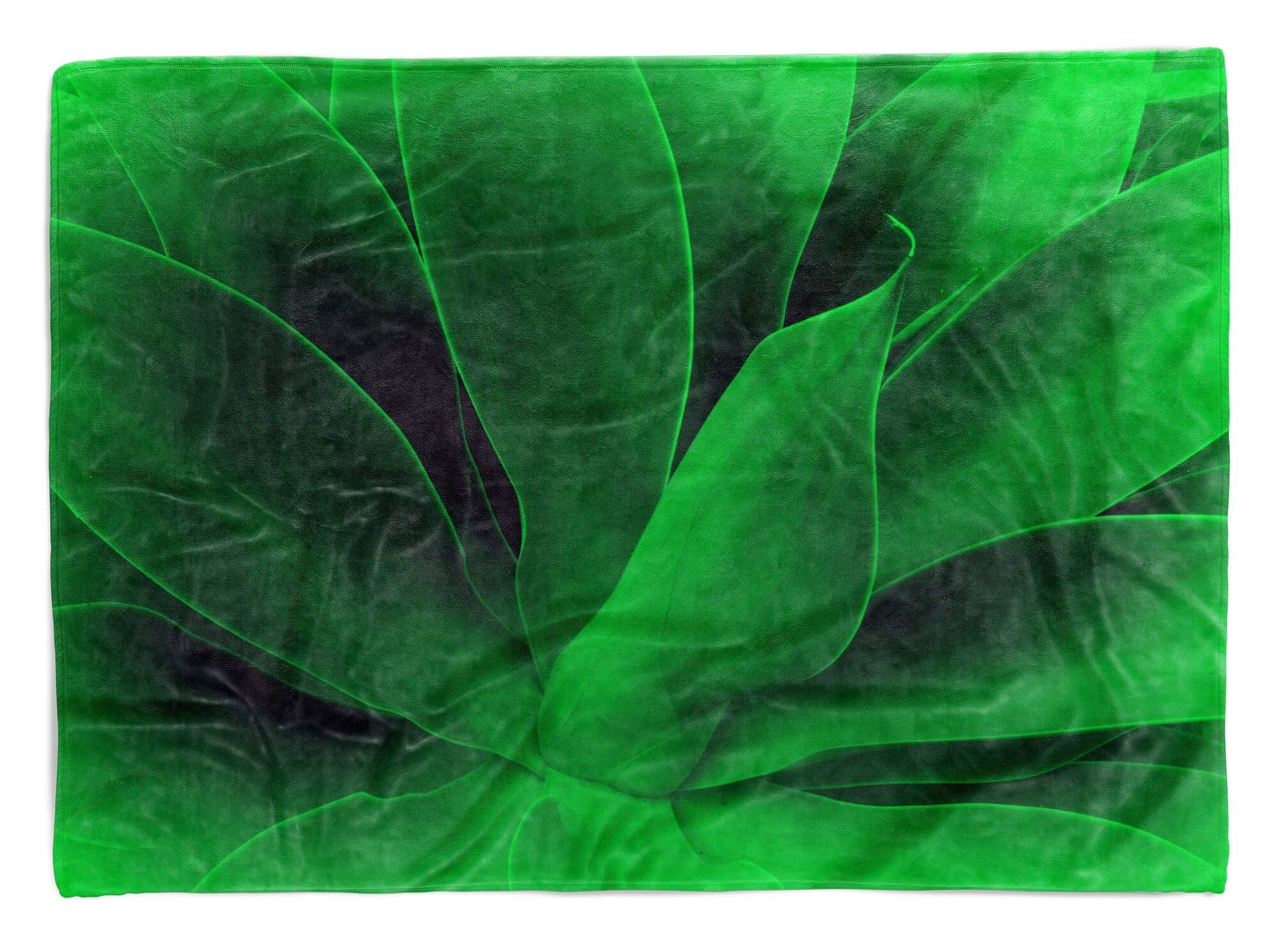 Sinus Art Handtücher Handtuch Strandhandtuch Saunatuch Kuscheldecke mit Fotomotiv Grüne Pflanze Kuns, Baumwolle-Polyester-Mix (1-St), Handtuch