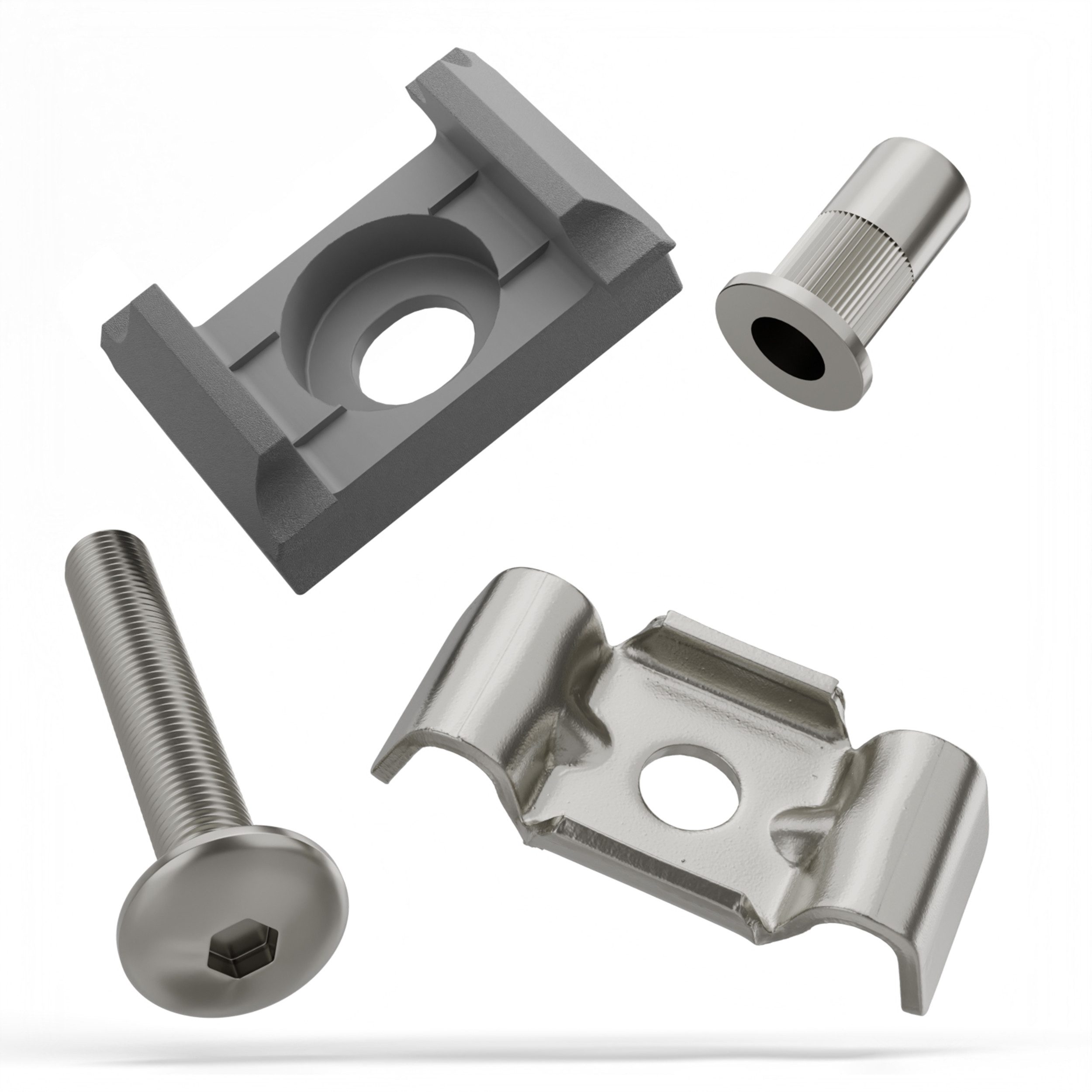 Qualinos Doppelstabmattenzaun Montage- und Reparaturset Klemme Butterfly V2A Haltebock Universell, (Vorteilspack, 10-St., Vollständiges Montageset Butterfly Klemmplatten flacher Bock), Komplettes Set - V2A Edelstahl rostfrei - UV stabilisiert