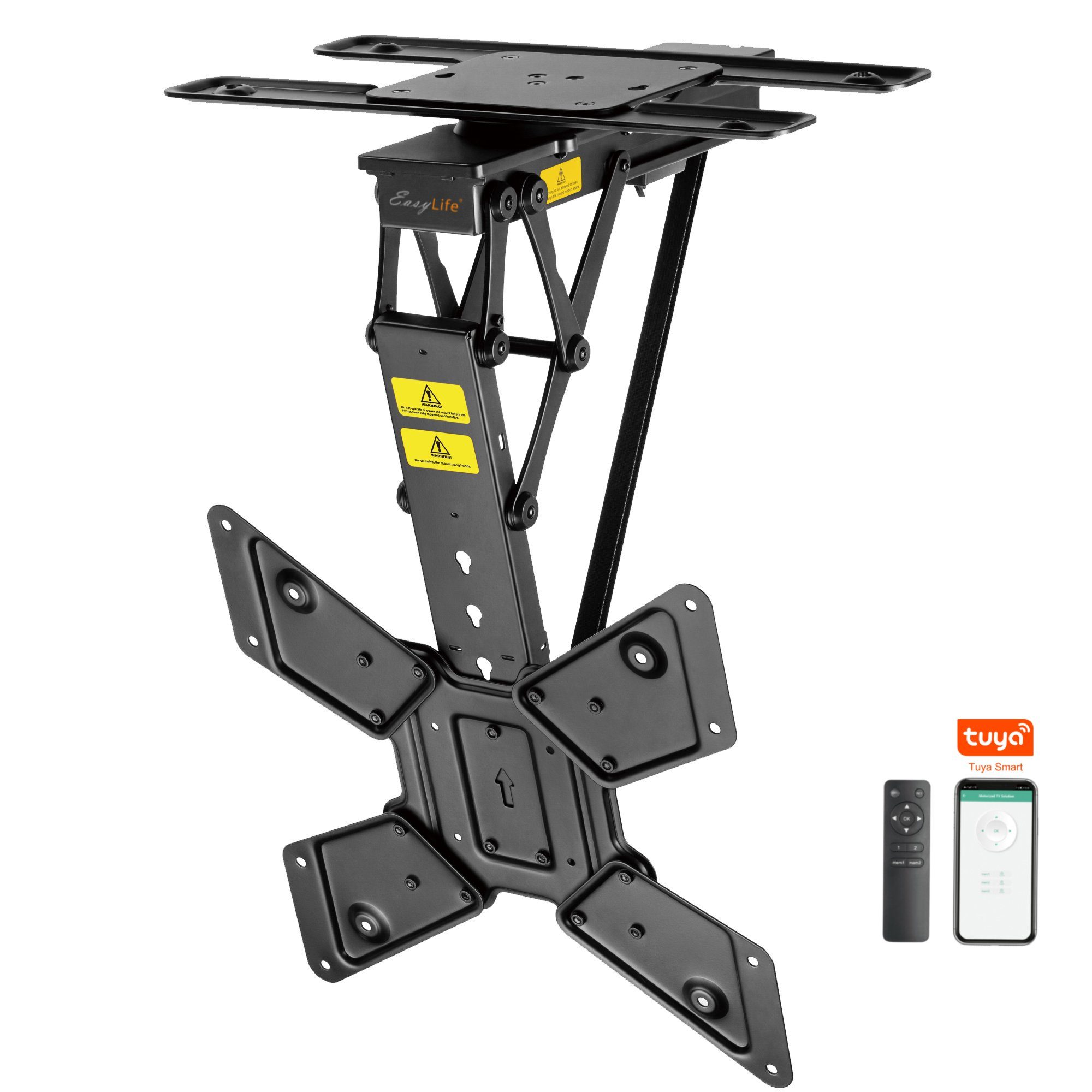 EasyLife TV-Deckenhalterung TV Deckenhalter elektrisch drehbar, 23-65", VESA bis 400x400 (schwarz), (bis 65 Zoll)