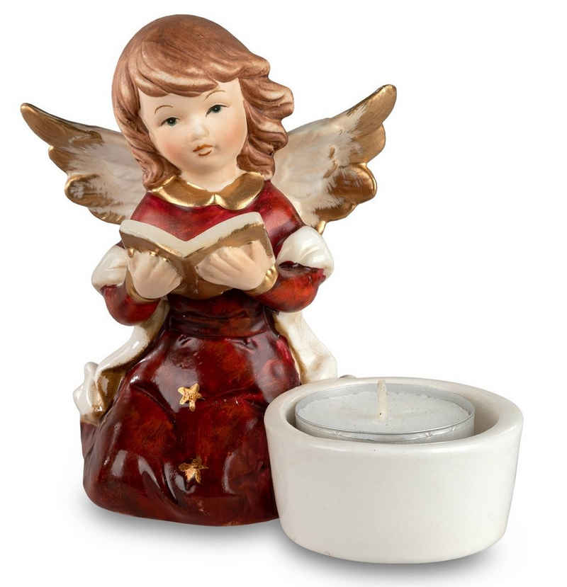 dekojohnson Formkerze »Windlicht-Engel Teelichthalter Weihnachtsdeko 11cm«