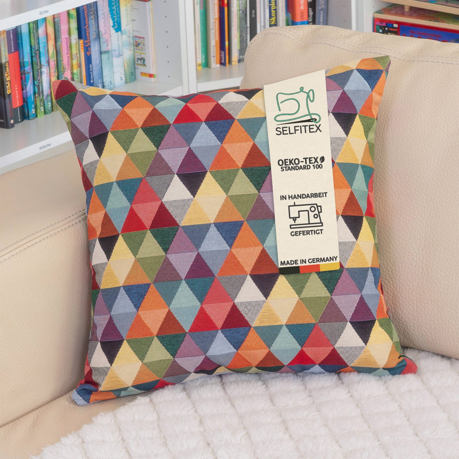 Selfitex Dekokissen Buntes Sofakissen 60x60 incl. Füllkissen, Luxus Sofakissen, für Sofa, Couch, Bett oder als Polster jeglicher Art