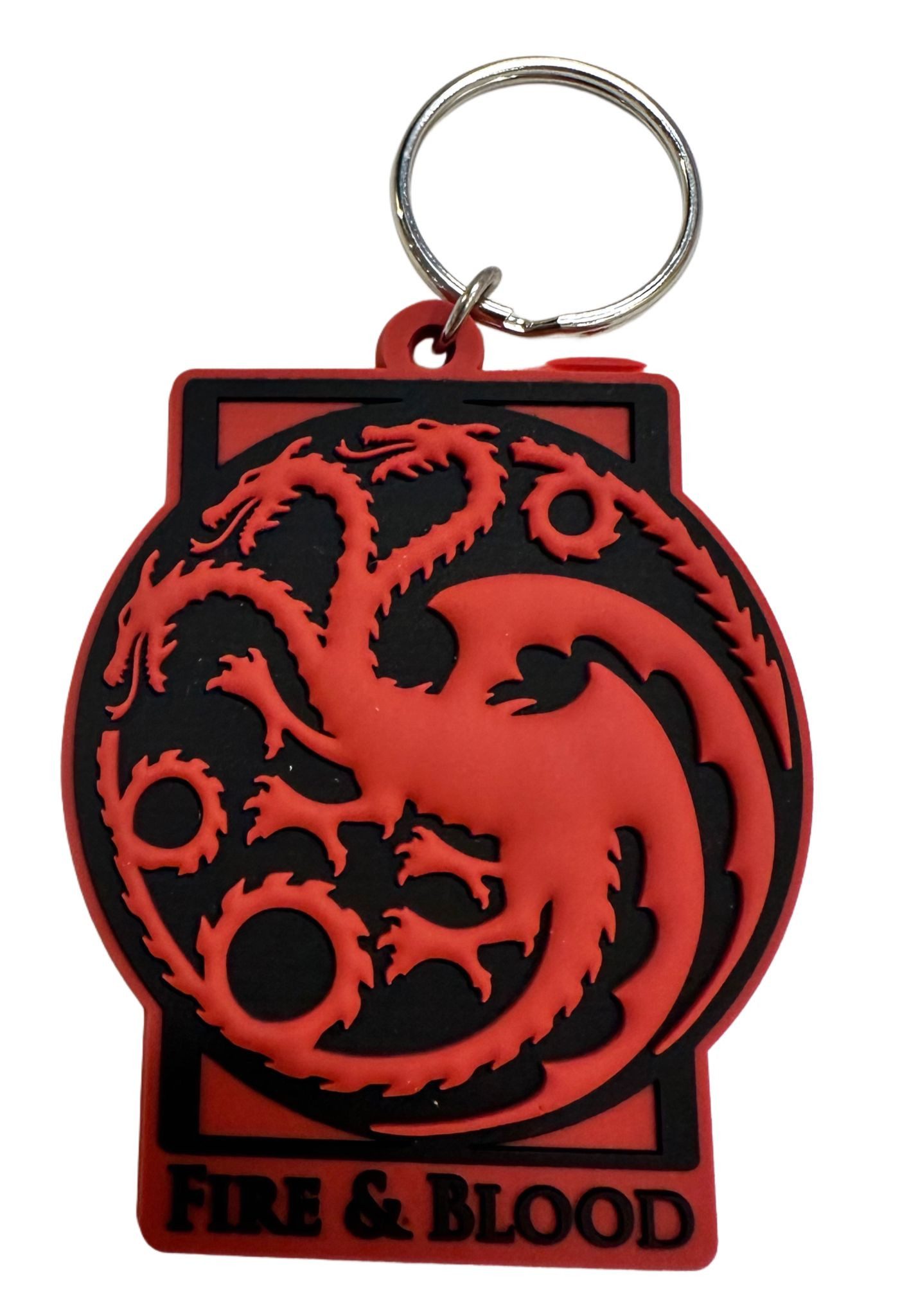 PYRAMID Schlüsselanhänger Schlüsselanhänger 6cm Anhänger keychain Wappen Haus Targaryen rund rot, Banner Schlüsselanhänger House of the Dragon Game of Thrones