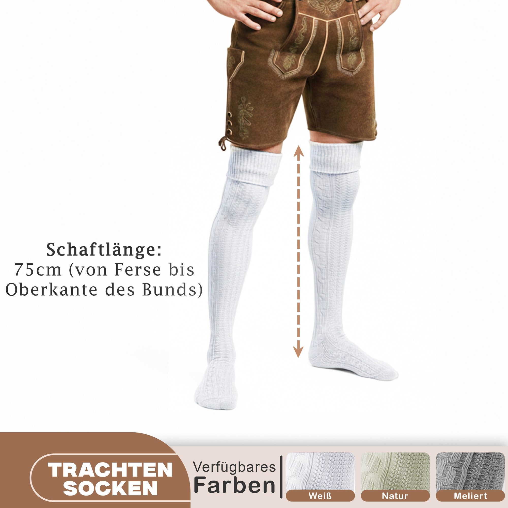 German Wear Trachtensocken ANG252 EXTRA Lange Trachtensocken Strümpfe Kniebundsocken