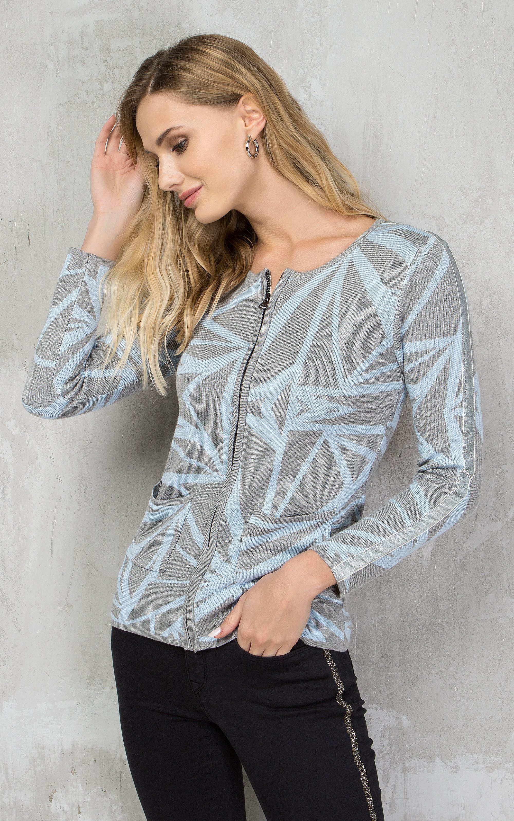 Passioni Cardigan mit geometrischem Muster