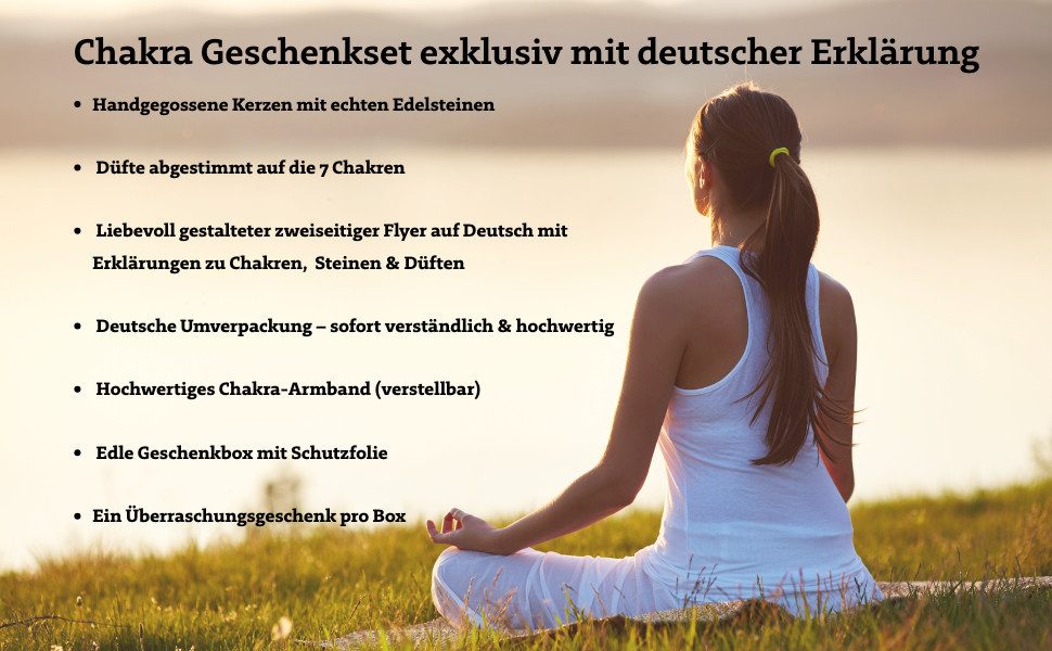Steinfixx® Duftkerze Sieben Chakra Edelstein Duftkerzen Geschenkset mit Arm günstig online kaufen