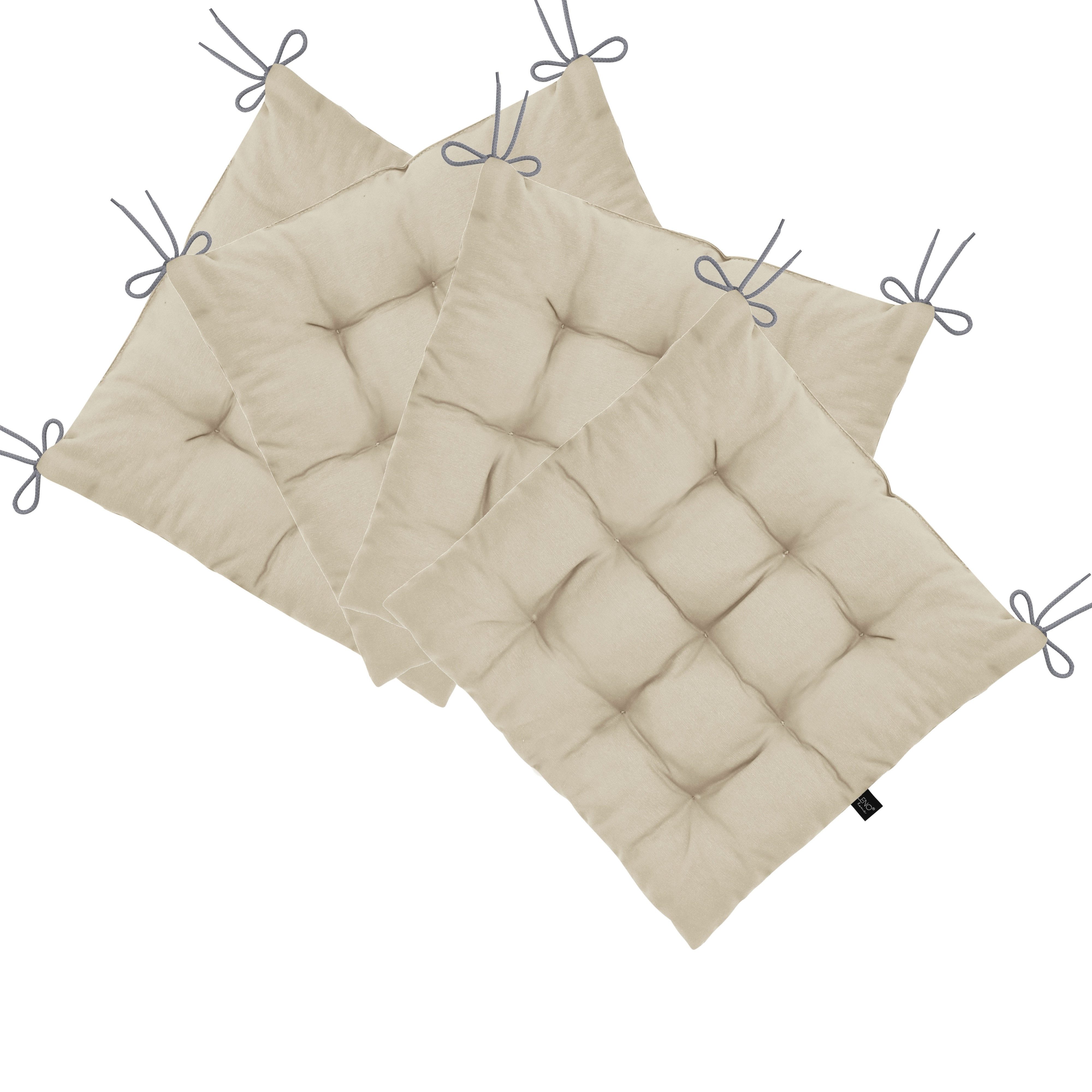 LILENO HOME Stuhlkissen Sitzkissen für Gartenstuhl, Küchenstuhl oder Esszimmerstuhl 40x40x6 cm, Bequeme Indoor u. Outdoor Stuhlauflage als Stuhl Kissen Latte