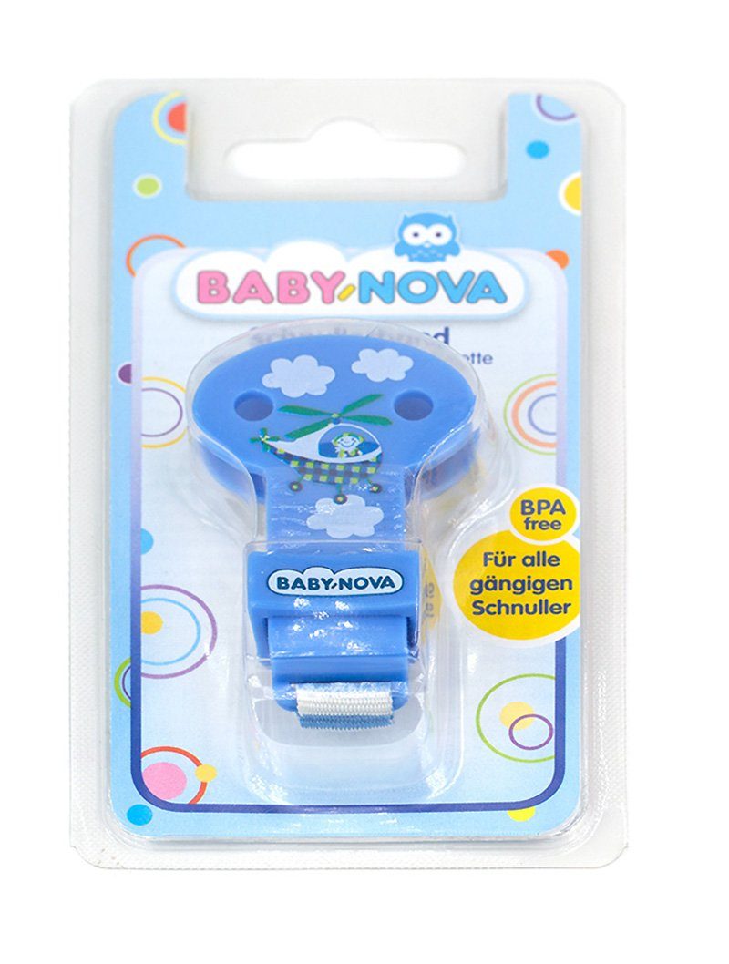 Babynova Schnullerbefestigung, Schnullerband mit 1 Silikonring Stück / sortiert frei BPA rosa blau